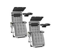 Chaise longue pliable CLOUD II avec pare-soleil - gris clair, Lot de 2