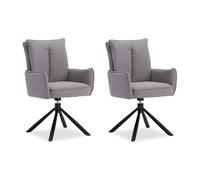 Lot 2 chaises oeuf modernes tissu gris
