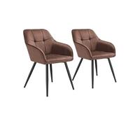 tectake® Lot de 2 Chaises de Salle à Manger rembourrées Modernes Chaise Velours satiné Fauteuil Salon Chaise Scandinave Pieds en Acier Chaises pour Coiffeuse, Chambre, Salon, Dressing