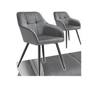 tectake® Lot de 2 Chaises de Salle à Manger rembourrées Modernes Chaise Velours satiné Fauteuil Salon Chaise Scandinave Pieds en Acier Chaises pour Coiffeuse, Chambre, Coiffeuse, Salon, Dressing