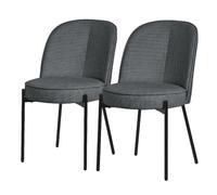 Lot 2 chaises salle à manger anthracite polyester pieds en métal confortable