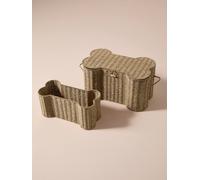 VERTBAUDET Lot 2 Coffres Jouets Corde Forme Os Beige TU