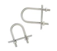 Lot 2 colliers tuyau U droit inox 304, carré, argenté M6/M8/M10