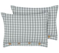 Lot 2 Coussins Modernes au Motif Damier Carré et Boutons Décoratifs 40 x 60 cm V