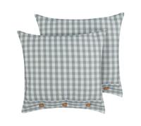 Lot 2 Coussins Modernes au Motif Damier Carré et Boutons Décoratifs 45 x 45 cm V
