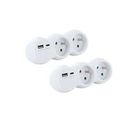 Lot 2 domino - 47002 - 2x16A avec USB-A +USB-C - Blanc (FR)