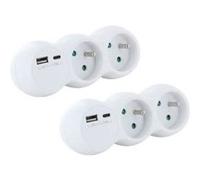 CHACON Lot de 2 Dominos 2 x 16 A avec USB-A +USB-C