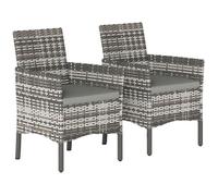 Lot 2 fauteuils jardin rotin synthétique avec coussins amovibles cadre métal gris Outsunny