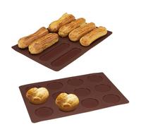 Lot 2 Flexi'plaques silicone 8 éclairs et 12 choux Mathon