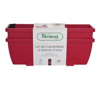 Riviera RIVIERA EVA - Lot de 2 Jardinières en Résine Polypropylène - 57 x 19.5 x 19.5 cm - Résistantes au Gel - Contenance 9 L Terre - Rouge