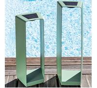 Lot 2 lampes solaires design jardin aluminium - H.50/60 cm