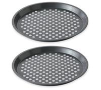 Lot 2 moules à pizza perforé en acier antiadhérent 29,5 cm Mathon