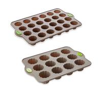Lot 2 plaques Rigiflex 12 canelés et 24 mini-canelés en silicone et acier Mathon