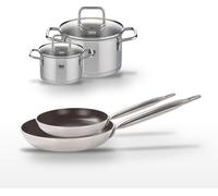 Lot 2 Poêles 24/28 cm avec revêtement céramique sans & 2 Faitouts 14/20 cm Elo Bistro Line Citrin
