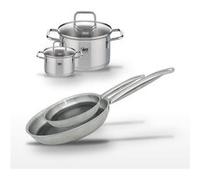 Lot 2 Poêles 24/28 cm et 2 Faitouts 12/20 cm Elo Relief Solution Aluminium|Noir