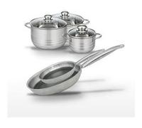 Lot 2 Poêles 24/28cm & 3 Faitouts 16/20/24cm Elo Relief Solution Aluminium|Noir