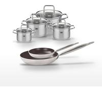 Lot 2 Poêles 24/32 cm avec revêtement céramique sans PFAS et 4 Faitouts 12/14/16/20 cm Elo Bistro Line Citrin
