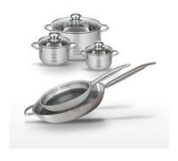 Lot 2 Poêles 28/32 cm & 3 Faitouts 12/14/24 cm Elo Relief Solution Aluminium|Noir
