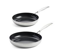 Lot 2 poêles antiadhésives en inox 24 et 28 cm Geneva Green pan