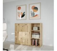 Lot 2 portes de bibliothèque décor chêne rustique et serrure - MANOLO Meubletmoi
