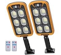 Lot 2 projecteur LED solaire extérieur - 2400mAh 4500LM - Télécommande + panneau solaire + détecteur
