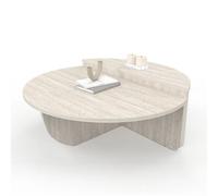 Lot 2 Tables Basses Rondes Guilia Asymétriques Effet Travertin