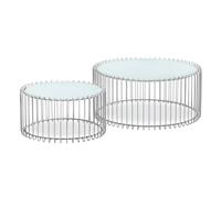 Lot 2 Tables Basses "Universe" 85cm Blanc & Gris