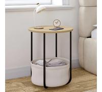 IDMarket Lot de 2 tables de chevet DETROIT rondes avec panier en tissu design industriel Bois G