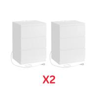 Lot 2 Tables de Chevet Multiprise, 3 Tiroirs, 2 USB, 2 Prises CA Blanc VASAGLE