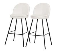 Lot 2 tabourets de bar ML-Design tissu beige hauteur 75 cm avec dossier et repose-pieds cuisine îlot
