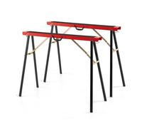 Lot 2 tréteaux portables noir orange établi métal galvanisé avec plateau antidérapant