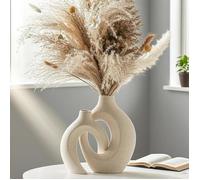 Lot 2 vases creux céramique beige-vase rond bohème nordique,déco salon table basse,fleurs séchées moderne