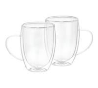Lot 2 Verres avec Anse 350ml en Verre Borosilicate Solide Cheffinger Transparent Transparent G