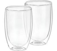 Lot 2 Verres pour Boissons Double Paroi 350ml en Verre Borosilicate Cheffinger Transparent Transparent G