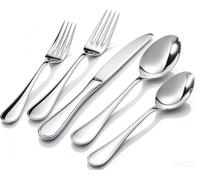 Lot 20 Couverts en Acier Inox 18/10 Poli Miroir, Ensemble Couteaux Fourchettes Cuillères pour 4 Personnes