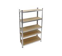 ECD Germany Lot 2x Étagère de Rangement - 200x100x50 cm - Charge lourde jusqu'à 750 kg en Métal Galvanisé 5 Panneaux MDF Étagère de Stockage Rayonnage Robuste Metallique Étagère de Garage d'Atelier