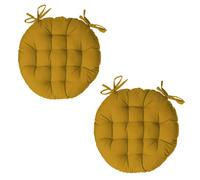 Lot 2x Galette de chaise ronde Alix - Diam. 38 cm - Jaune