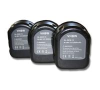 Lot 3 batteries Ni-MI vhbw 2000mAh (12V) pour outils DC756KA, DC756KB, DC840KA, DC841KA, DC845KA comme Dewalt DC9071, DE9037, DE9071, DE9074.