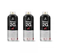 Lot 3 Bombes De Peinture Noir Goudron Mat Nitro 2g 400ml - Mtn