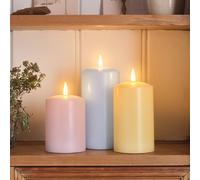 Lot 3 Bougies Piliers TruGlow® à LED Pastel avec Télécommande