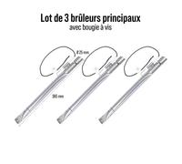 Lot 3 brûleurs avec bougie a vis