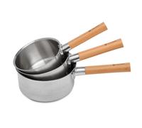 Lot 3 casseroles inox manche bois Natural'Inox 16, 18 et 20 cm Mathon