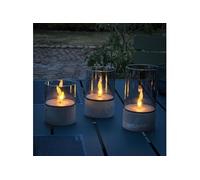 Lot 3 Lampes A Poser Led Bougie - 2500K - Plastique Et Verre - Gris Et Verre Fumé