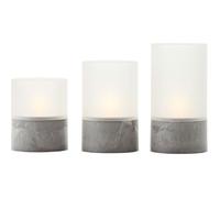 Lot 3 Lampes à poser LED BOUGIE BRILLIANT - 2500K - Plastique et verre - Gris et blanc mat