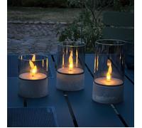 Lot 3 Lampes à poser LED BOUGIE BRILLIANT - 2500K - Plastique et verre - Gris et verre fumé