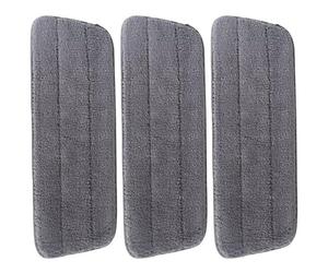 Lot 3 mops microfibre rechange balai serpillière auto-agrippant, 39x12 & 36x12 cm, lavables machine - tous sols