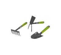 lot 3 outils de jardinage,, fleurs serfouette, rateau, transplantoir