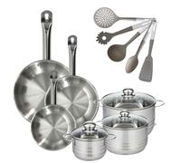 Lot 3 Poêles 20/24/28 cm Fackelmann Eterna avec 3 Faitouts 16/20/24 cm et 5 ustensiles