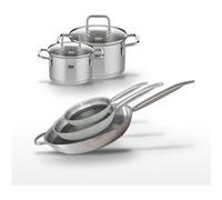Lot 3 Poêles 24/28/32cm et 2 Faitouts 16/20cm Elo Relief Solution Aluminium|Noir