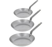 Lot 3 poêles acier Minéral B 20, 24 et 28 cm De Buyer